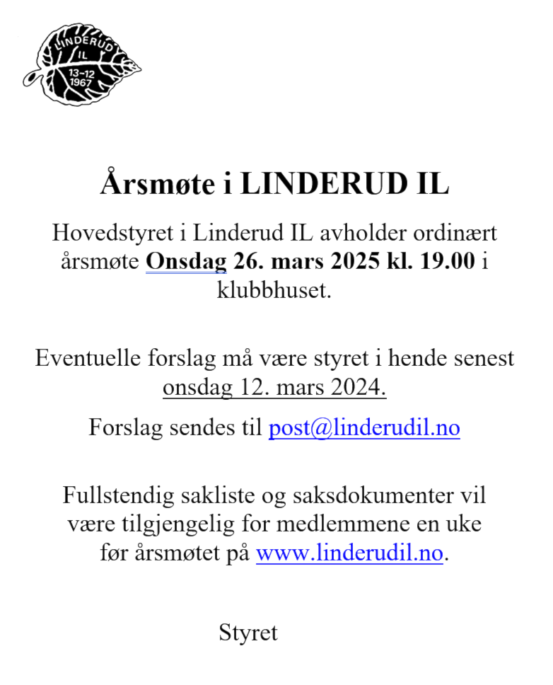 Årsmøte Linderud IL 2025